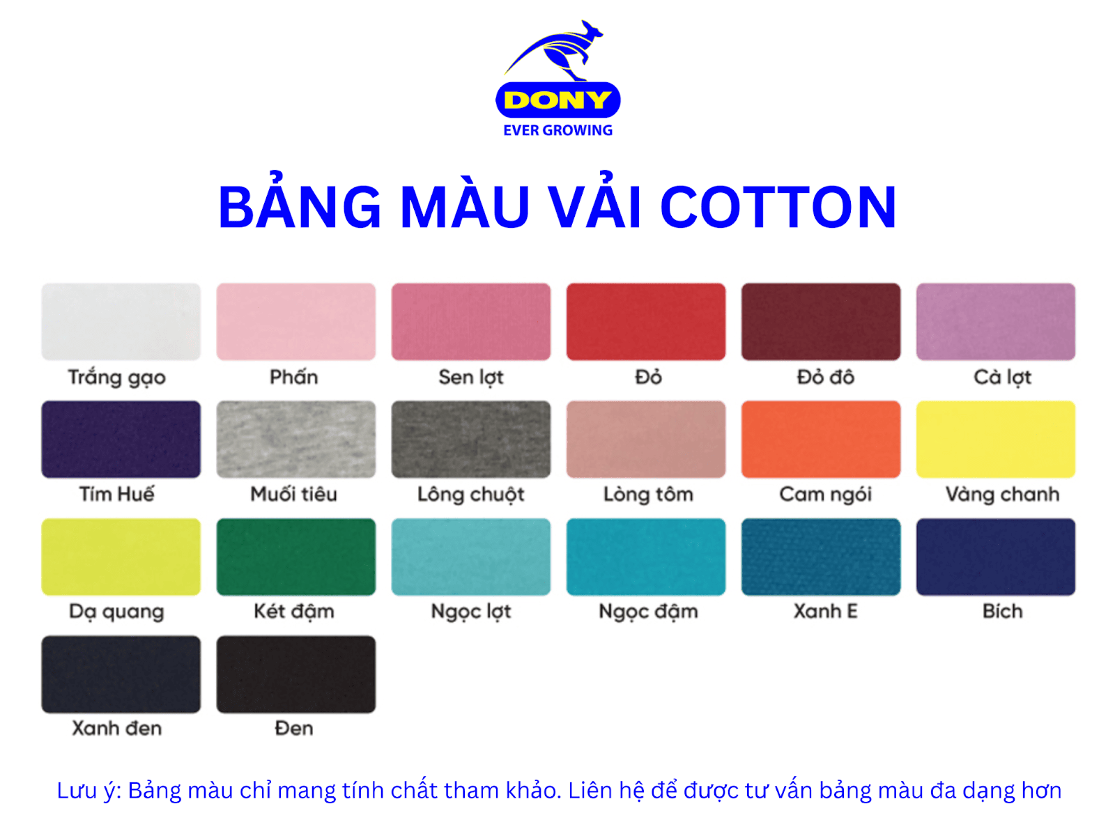 Bảng màu vải cotton