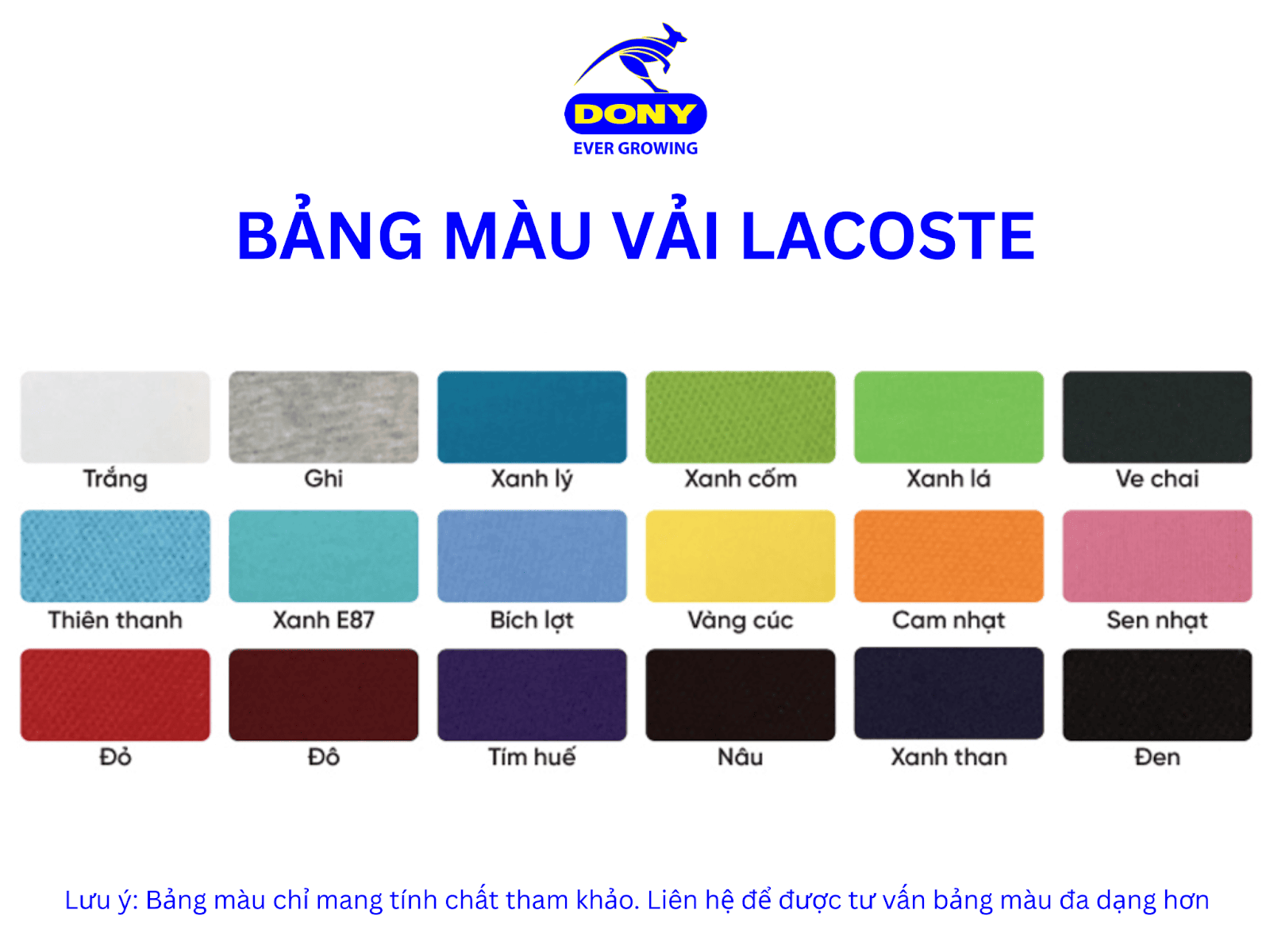 Bảng màu vải lacoste