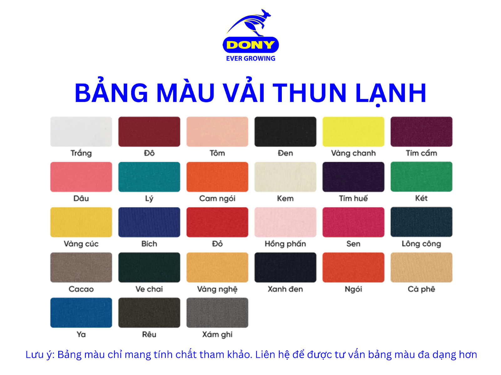 Bảng màu vải thun lạnh