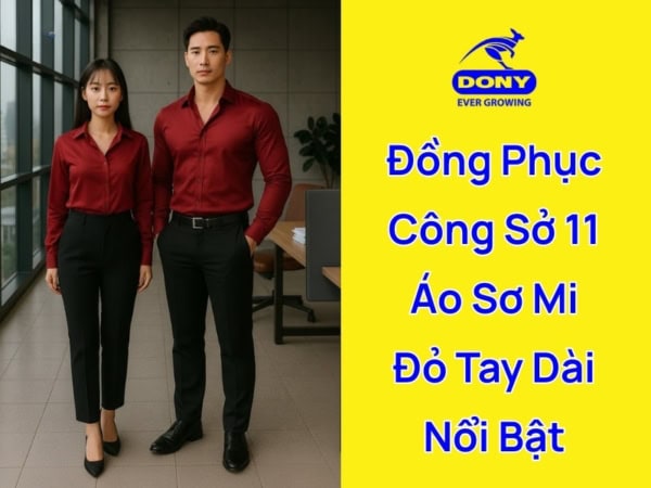 áo sơ mi đỏ tay dài đồng phục công sở