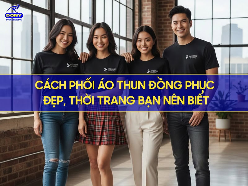 cách phối áo thun đồng phục