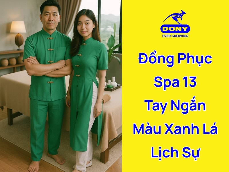 Mẫu đồng phục spa màu xanh lá cây lịch sự