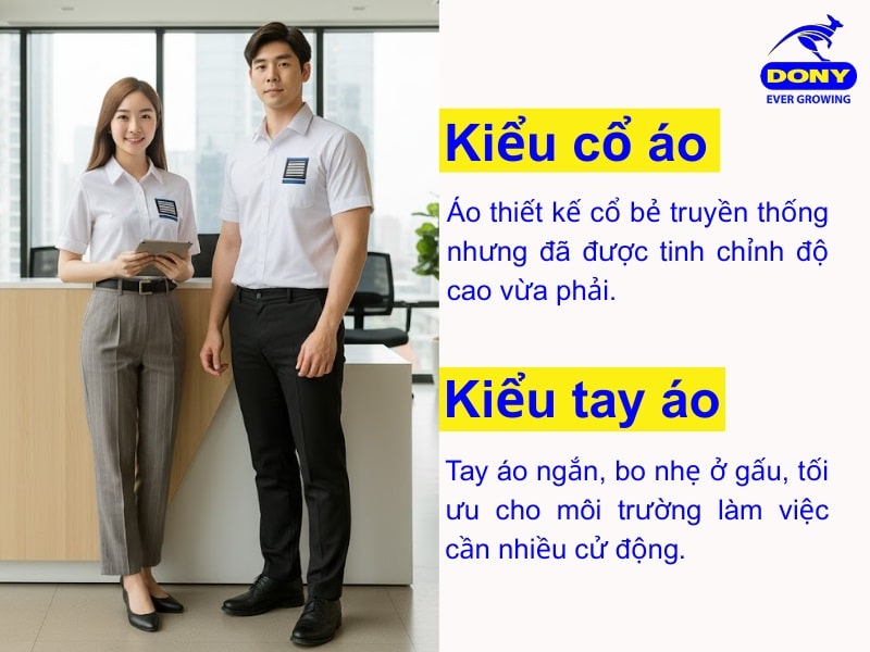 kieu co va tay ao so mi mau trang tay ngan