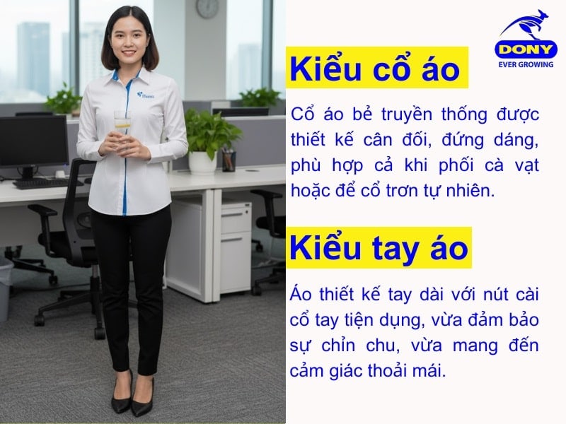 kieu tay ao va co ao so mi dong phuc tay dai