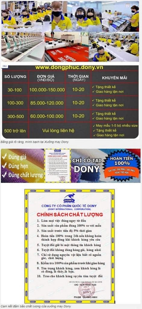Bảng giá & năng lực tại DONY