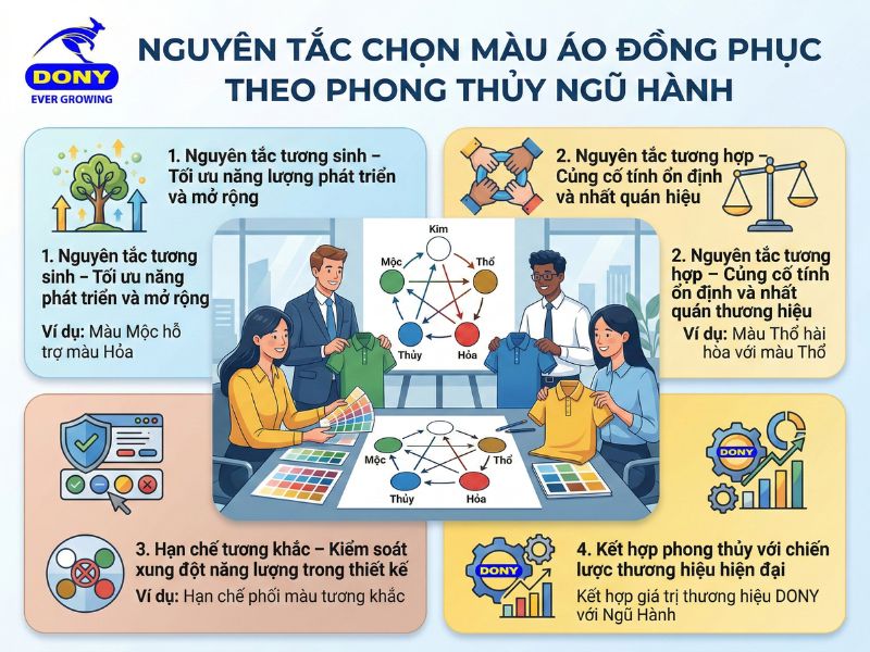 Nguyên tắc chọn màu áo đồng phục công ty theo phong thủy