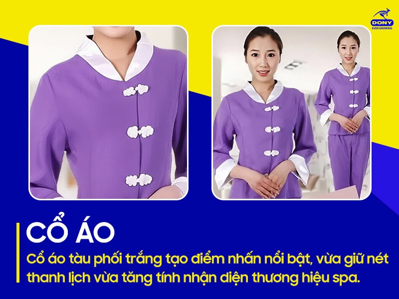Cổ áo tàu phối trắng tạo điểm nhấn nổi bật.