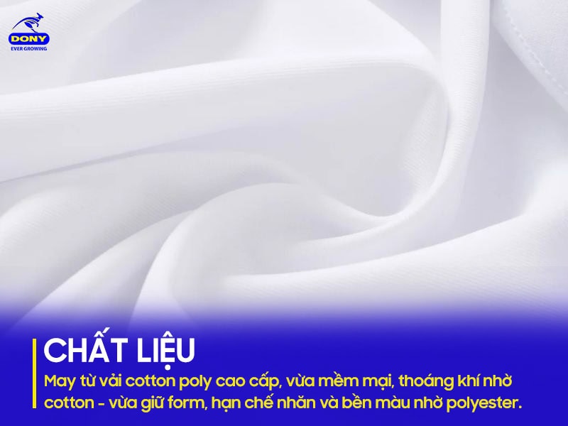 Áo được may từ chất liệu cotton poly cao cấp.
