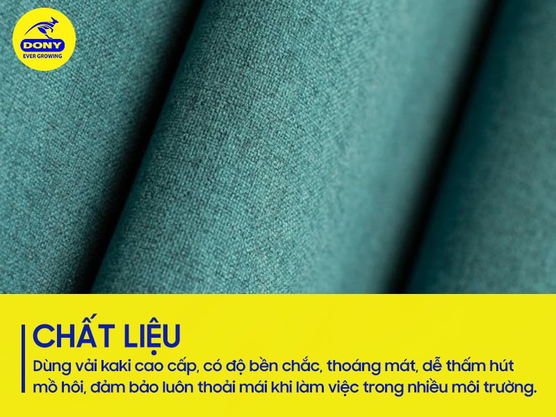 Vải kaki cao cấp, có độ bền chắc và thoáng mát.