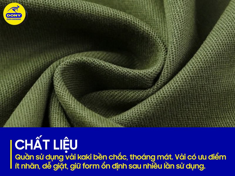Chất liệu kaki cao cấp, bền chắc, thoải mái cho người mặc.