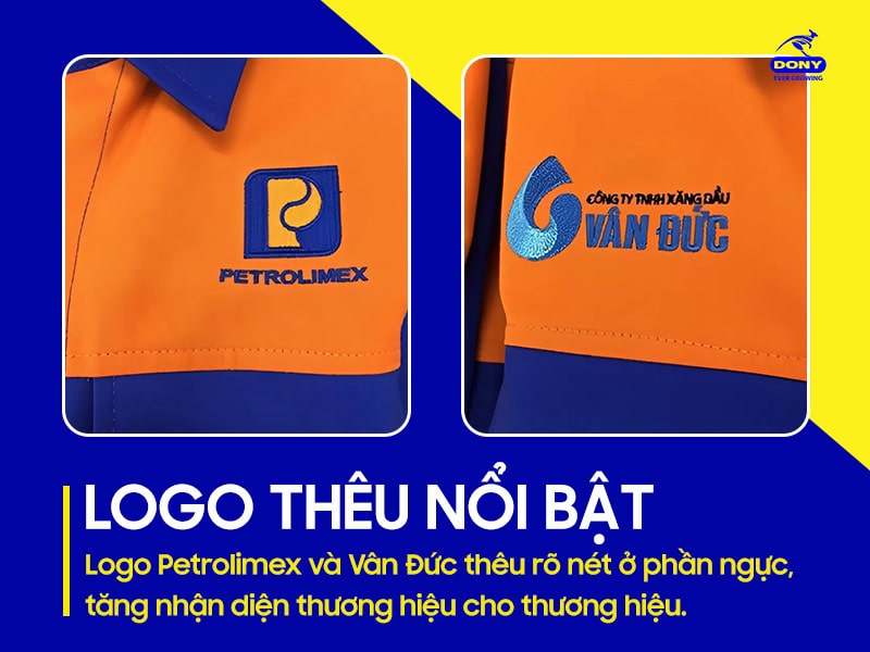 Logo thêu rõ nét ở phần ngực.