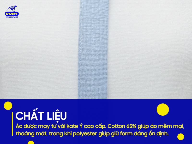 Áo được may từ chất liệu vải kate Ý cao cấp.