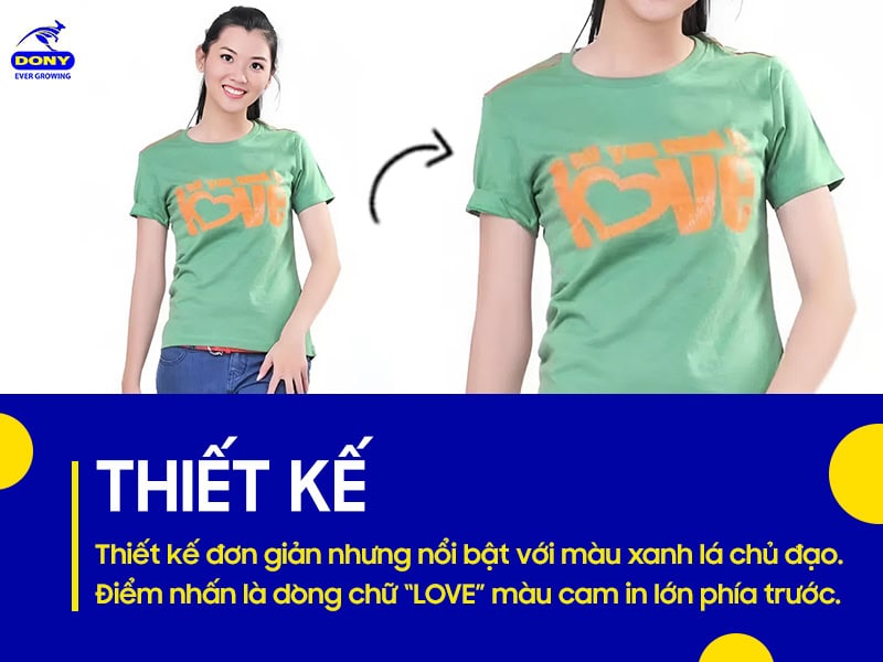 Thiết kế form áo đơn giản với màu xanh lá cây.