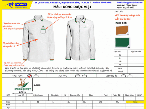 Áo sơ mi đồng phục công ty Đông Dược Việt