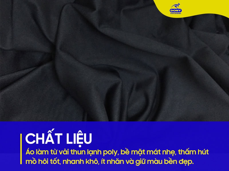 Chất liệu vải thun lạnh poly, mát nhẹ - thấm hút tốt.