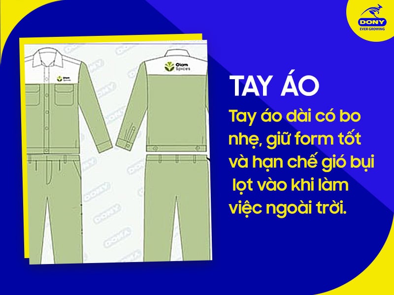 Tay áo dài linh hoạt, dễ vận động.