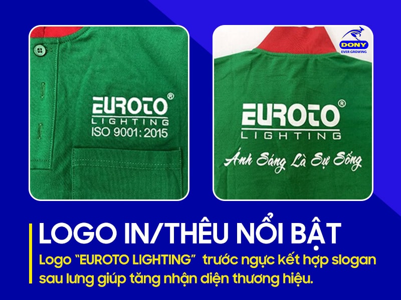 Logo in/thêu nổi bật trước ngực và sau lưng.