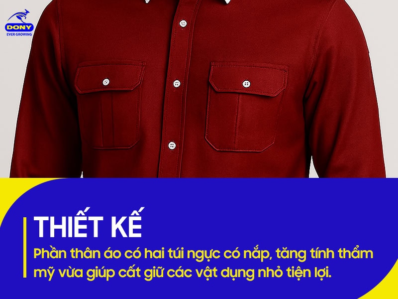 Phần thân có hai áo túi đa năng.
