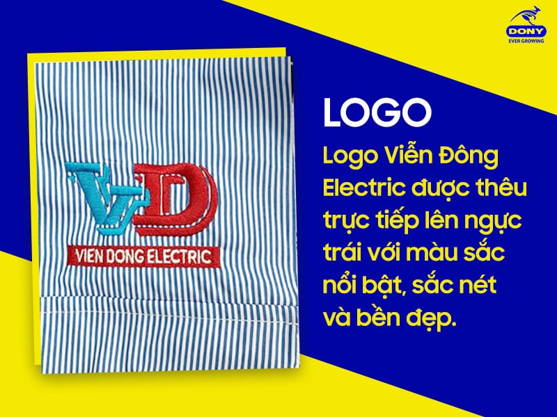 Logo được thêu lên ngực trái thể hiện rõ thương hiệu.