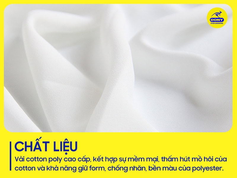 Vải cotton poly cao cấp, mềm mại và chống nhăn.