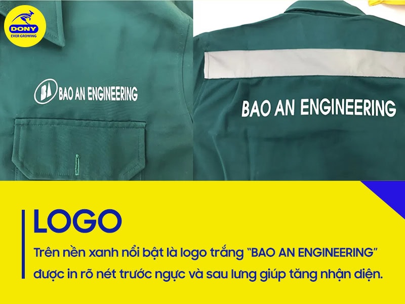 Logo được in rõ nét trước ngực và sau lưng.