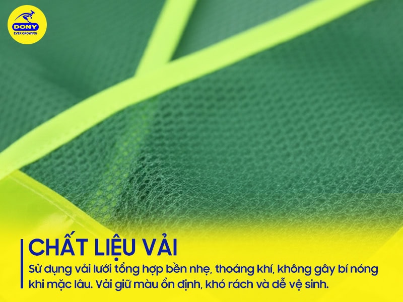 Vải lưới tổng hợp bền nhẹ, thoáng khí.