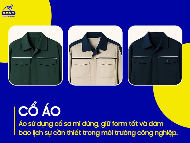 Cổ áo sơ mi giữ form tốt, lịch sự.