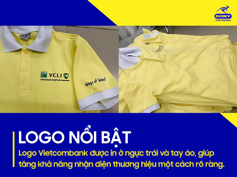 Logo được in ở ngực trái và tay áo giúp tăng nhân diện.