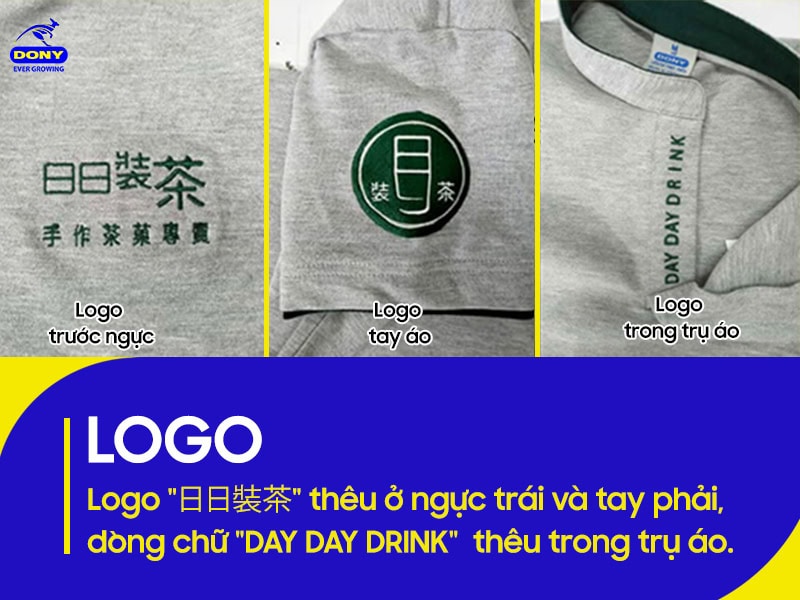 Logo thêu sắc nét ở 3 vị trí, tăng nhận diện.