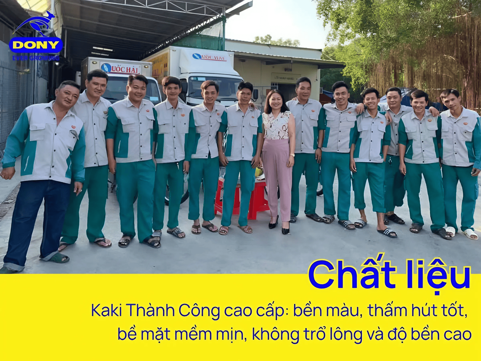 Chất liệu đồng phục bảo hộ lao động Công Ty Loan Anh Food.