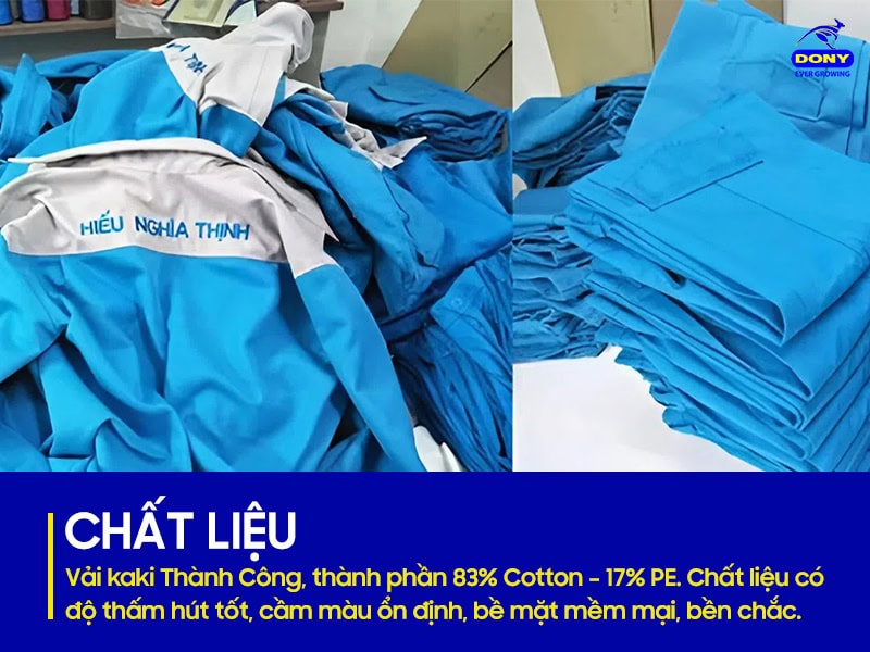 Vải kaki Thành Công thấm hút tốt và bền chắc.