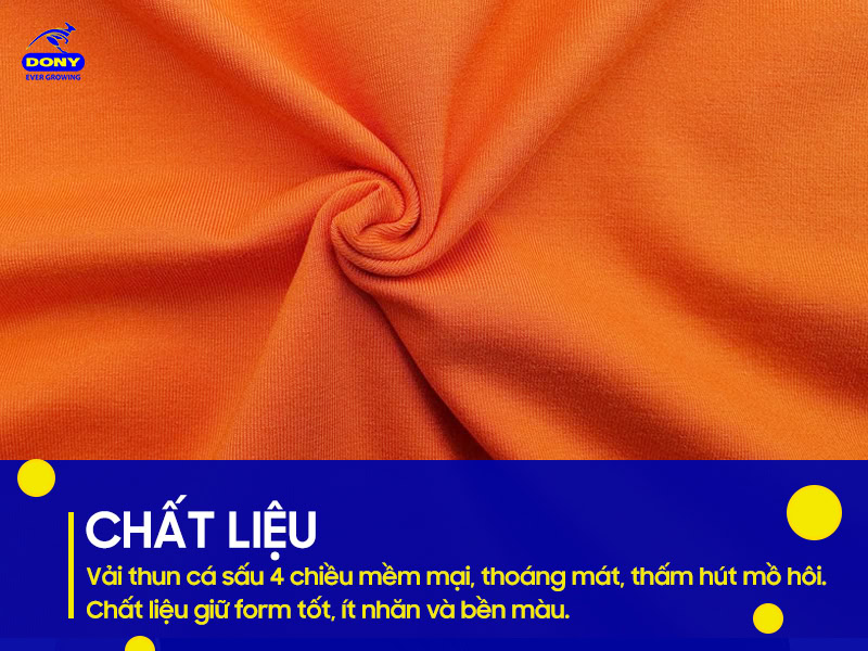 Vải thun cá sấu 4 chiều mềm mại, thoáng mát, giữ phom tốt.