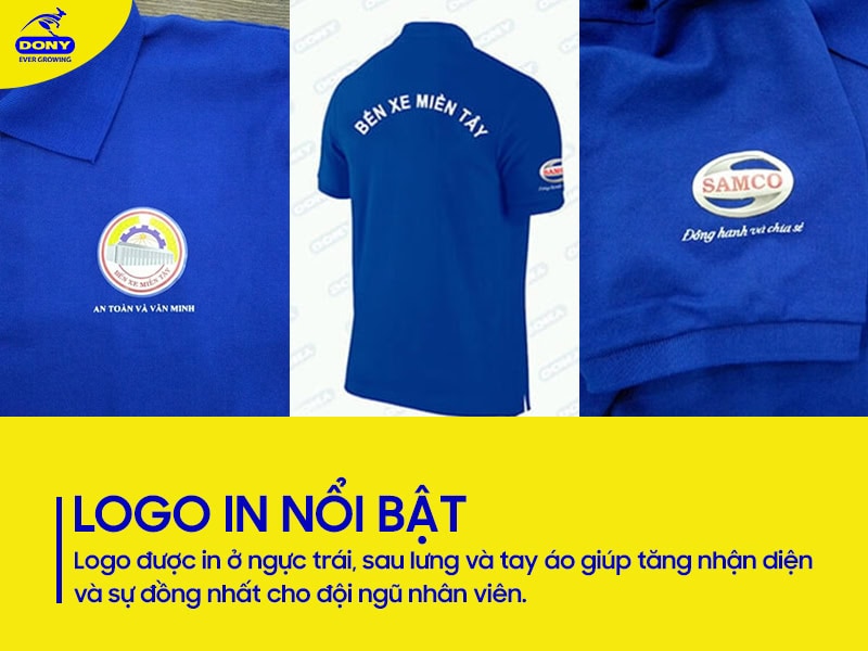 Logo in ở ngực trái, tay áo và lưng giúp tăng nhận diện.