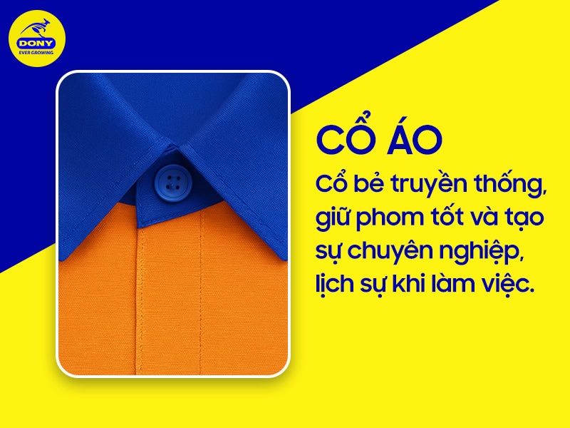 Cổ bẻ truyền thống, giữ form tốt.