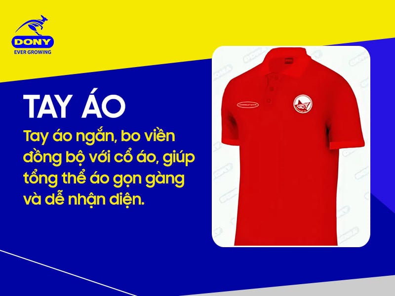 Tay ngắn bo viền gọn gàng, linh hoạt.