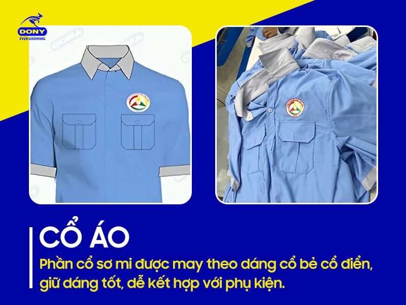 Áo được may dáng bẻ cổ điển.