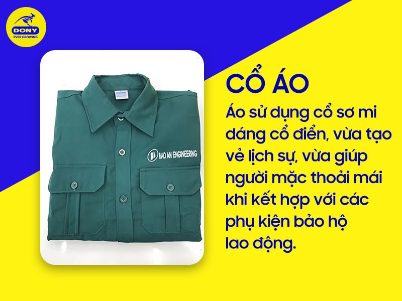 Cổ áo sơ mi lịch sự, dễ kết hợp với các phụ kiện.