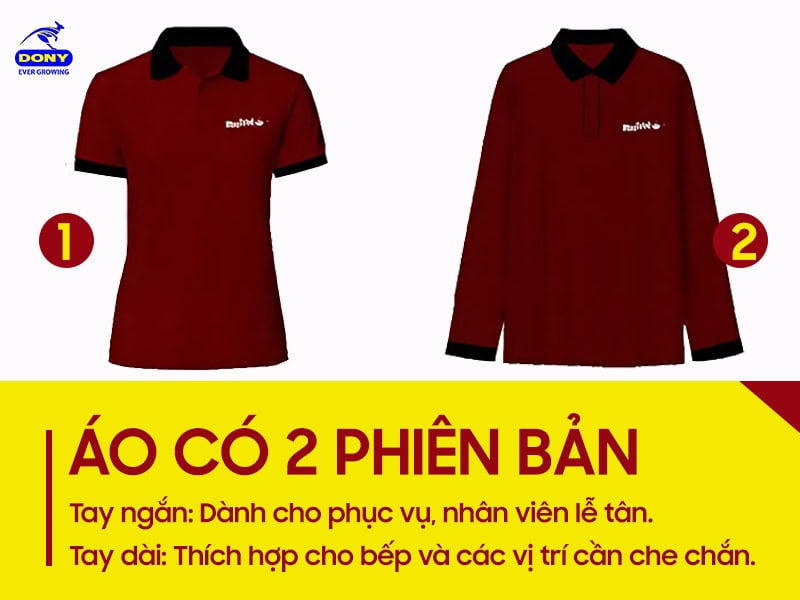 Áo có 2 phiên bản tay ngắn và tay dài.