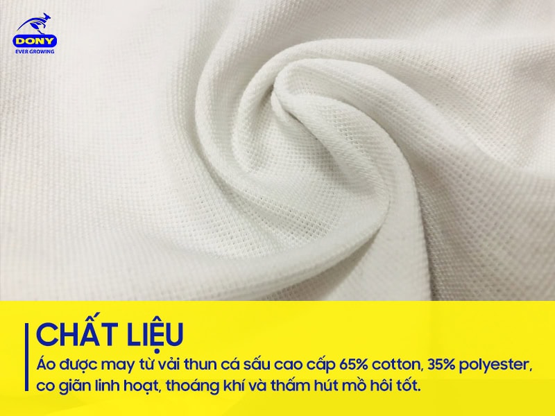 Chất liệu vải thun cá sấu cao cấp, thoáng khí và thấm hút tốt.