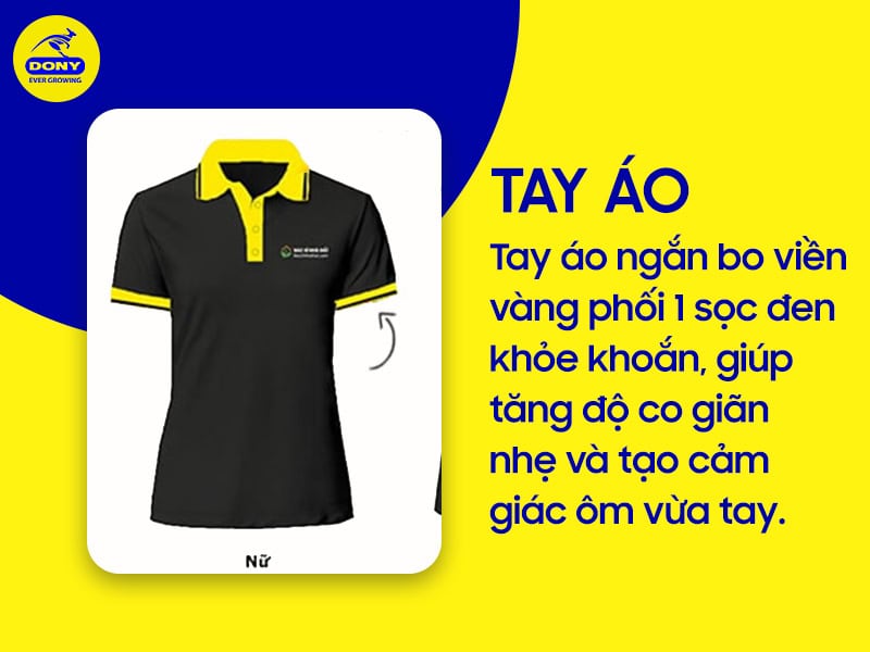 Tay áo ngắn bo viền vàng - đen.
