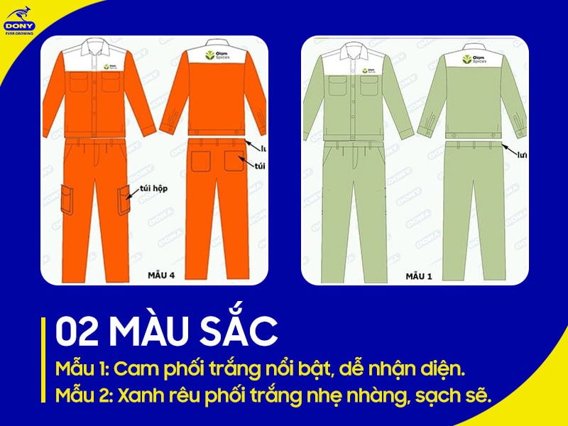 Phân loại màu: Cam/trắng & Xanh rêu/trắng.