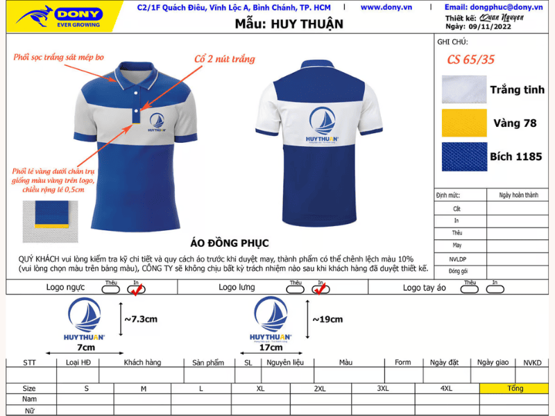 Áo polo đồng phục công ty thủy sản Huy Thuận