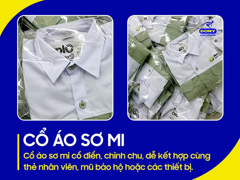 Cổ sơ mi bẻ gọn, chuẩn form.