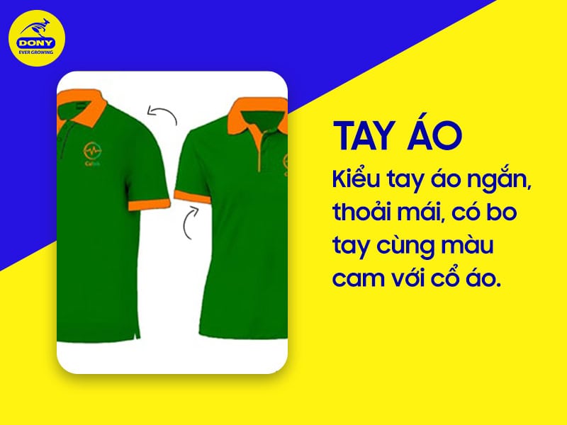  Tay ngắn có bo, tạo sự thoải mái và trẻ trung.