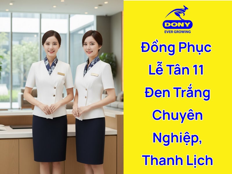 đồng phục lễ tân đen trắng