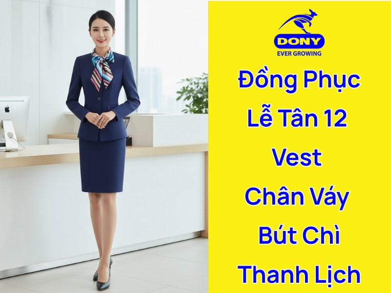 đồng phục lễ tân vest phối chân váy