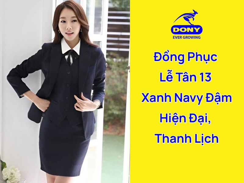đồng phục lễ tân xanh navy