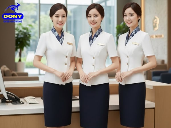 Đồng Phục Lễ Tân Đen Trắng Chuyên Nghiệp, Thanh Lịch