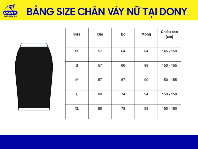 size chân váy đồng phục