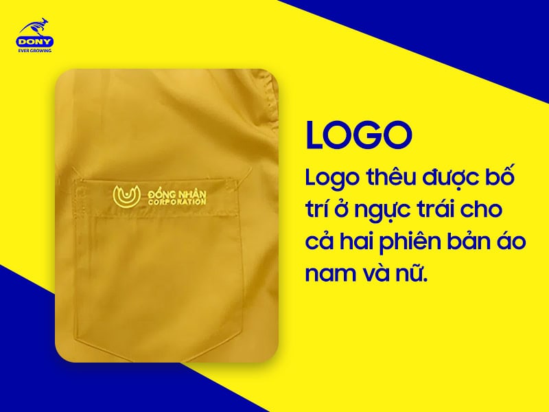 Logo được bố trí ở ngực trái cho cả nam và nữ.